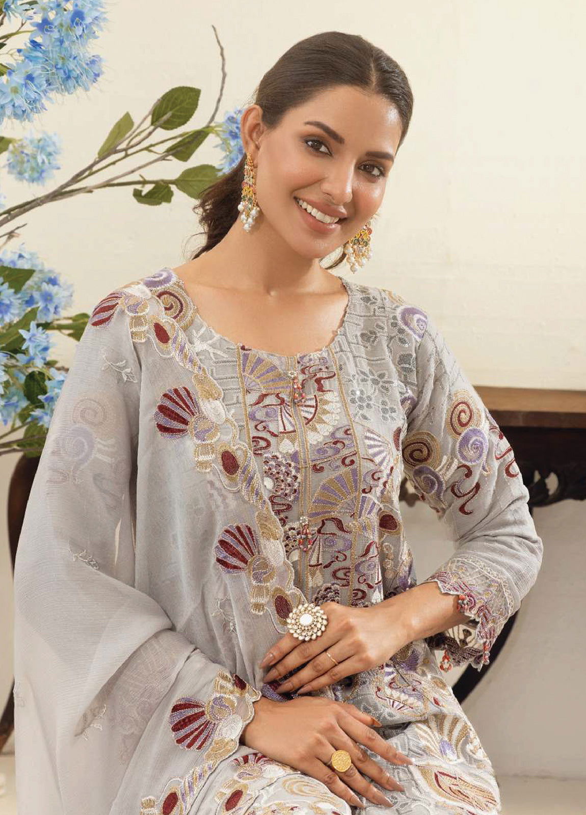 Areesha By Noori Luxury Chiffon Semi Stitched 3pcs - Jotey