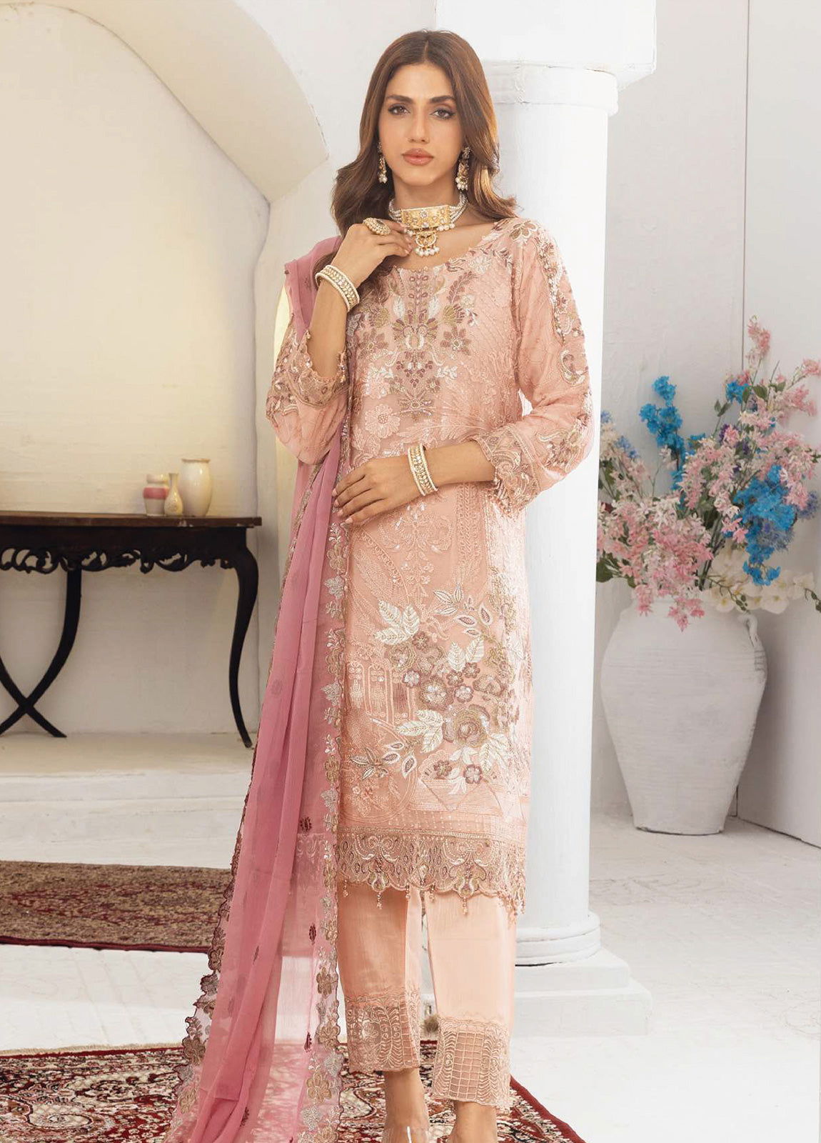 Areesha By Noori Luxury Chiffon Semi Stitched 3pcs - Jotey