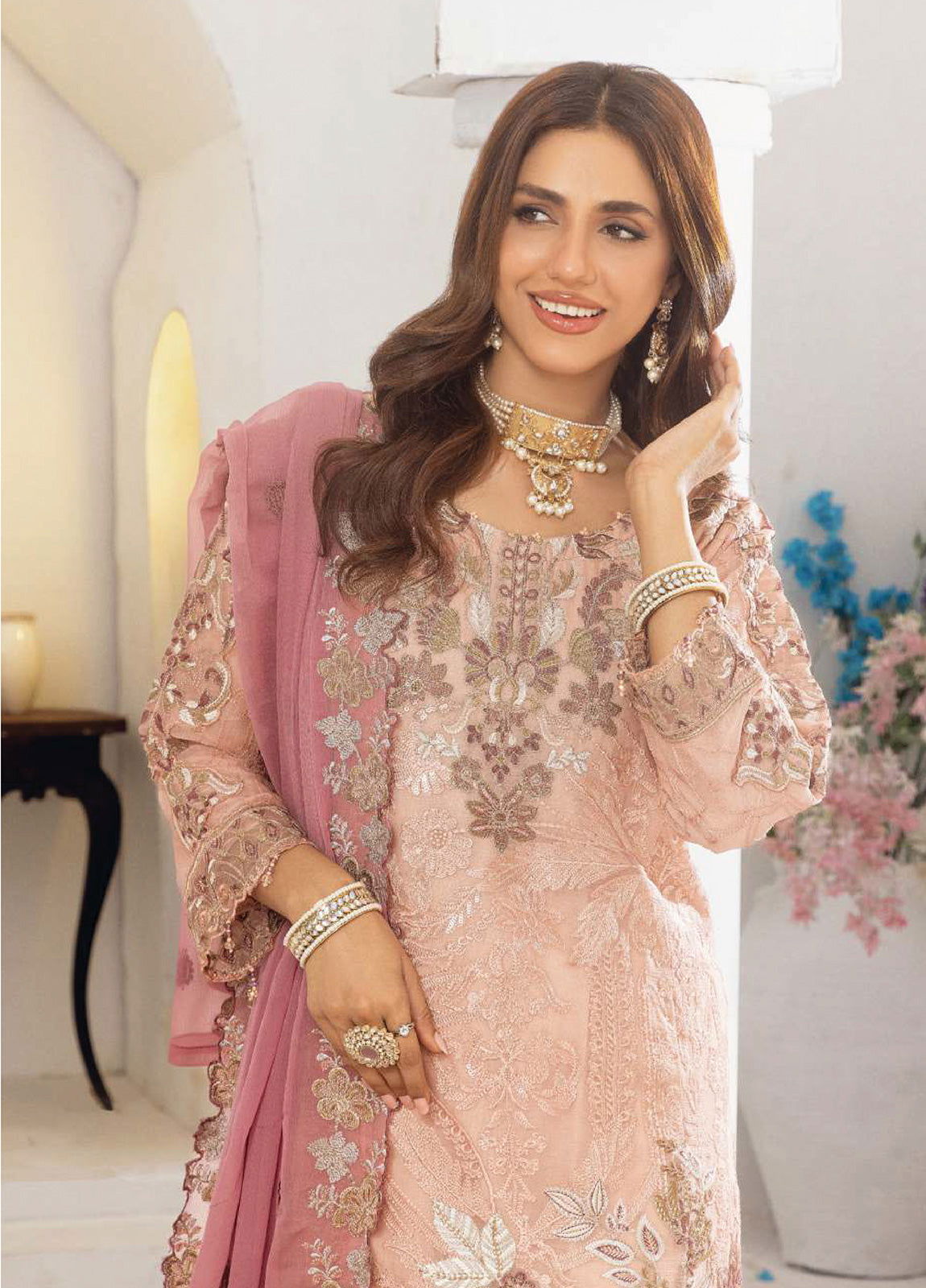 Areesha By Noori Luxury Chiffon Semi Stitched 3pcs - Jotey