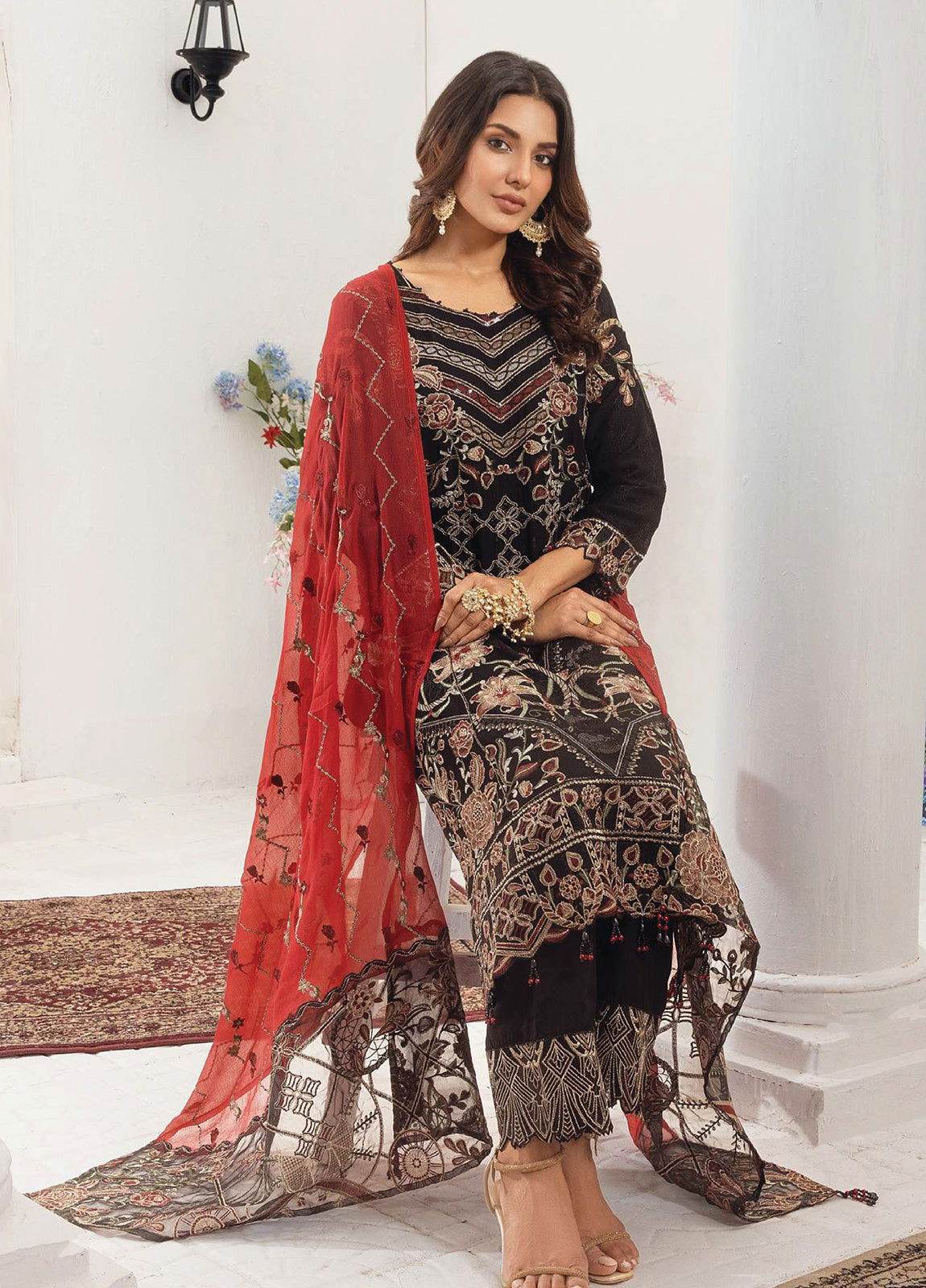 Areesha By Noori Luxury Chiffon Semi Stitched 3pcs - Jotey