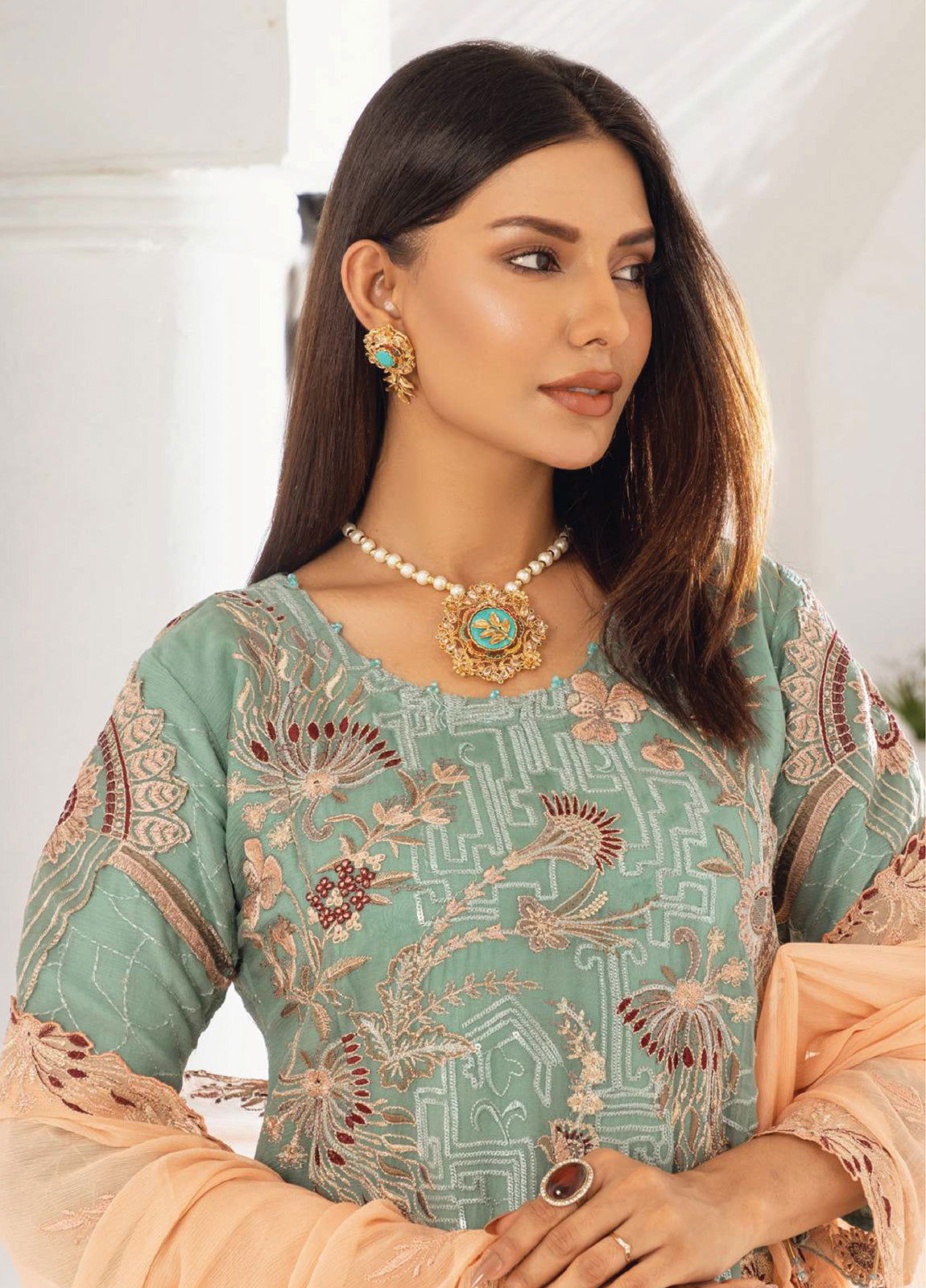 Areesha By Noori Luxury Chiffon Semi Stitched 3pcs - Jotey