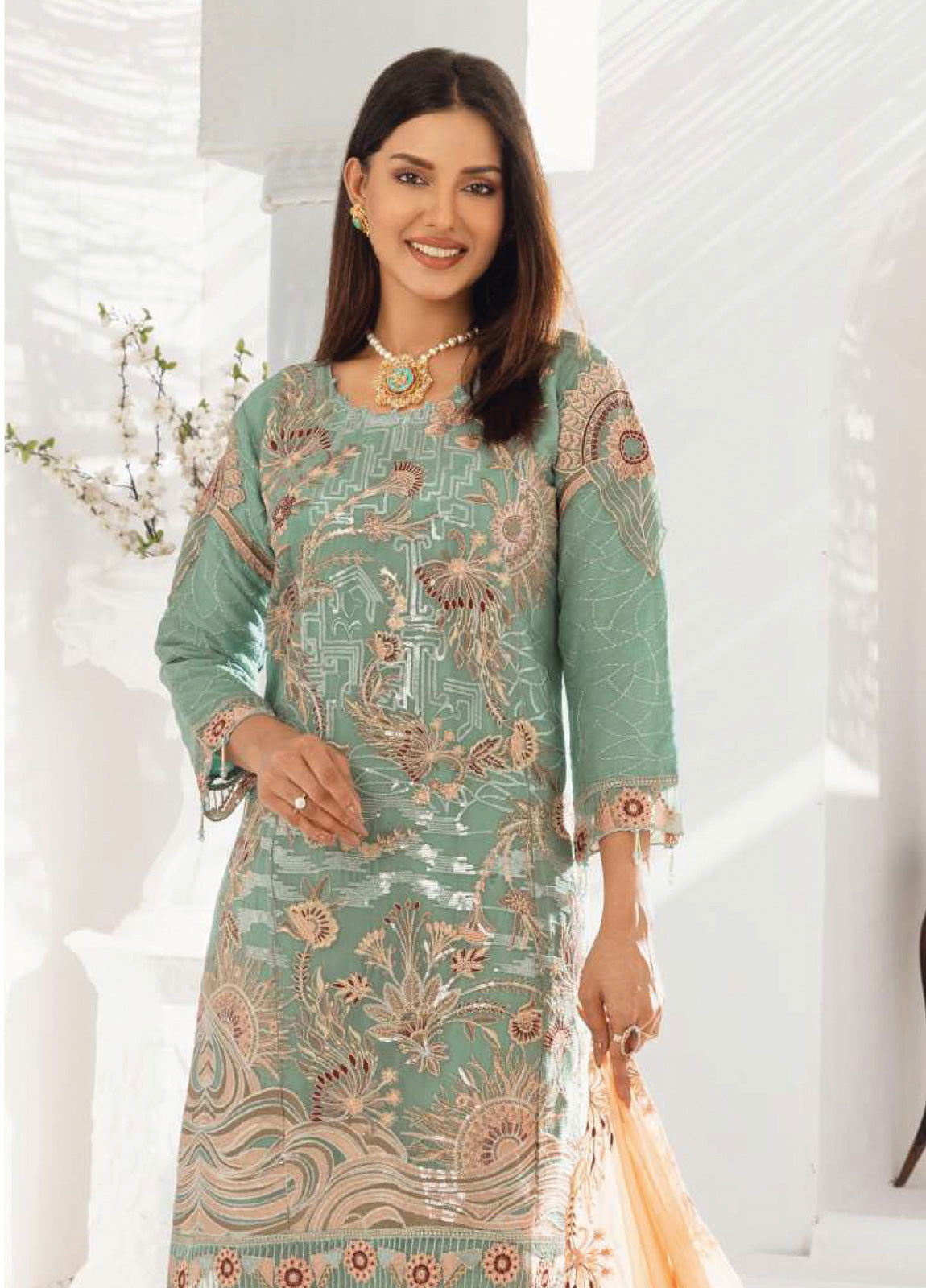 Areesha By Noori Luxury Chiffon Semi Stitched 3pcs - Jotey