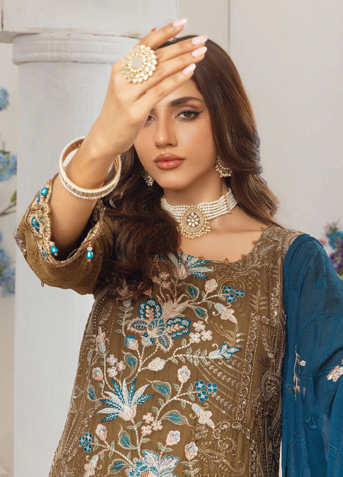 Areesha By Noori Luxury Chiffon Semi Stitched 3pcs - Jotey