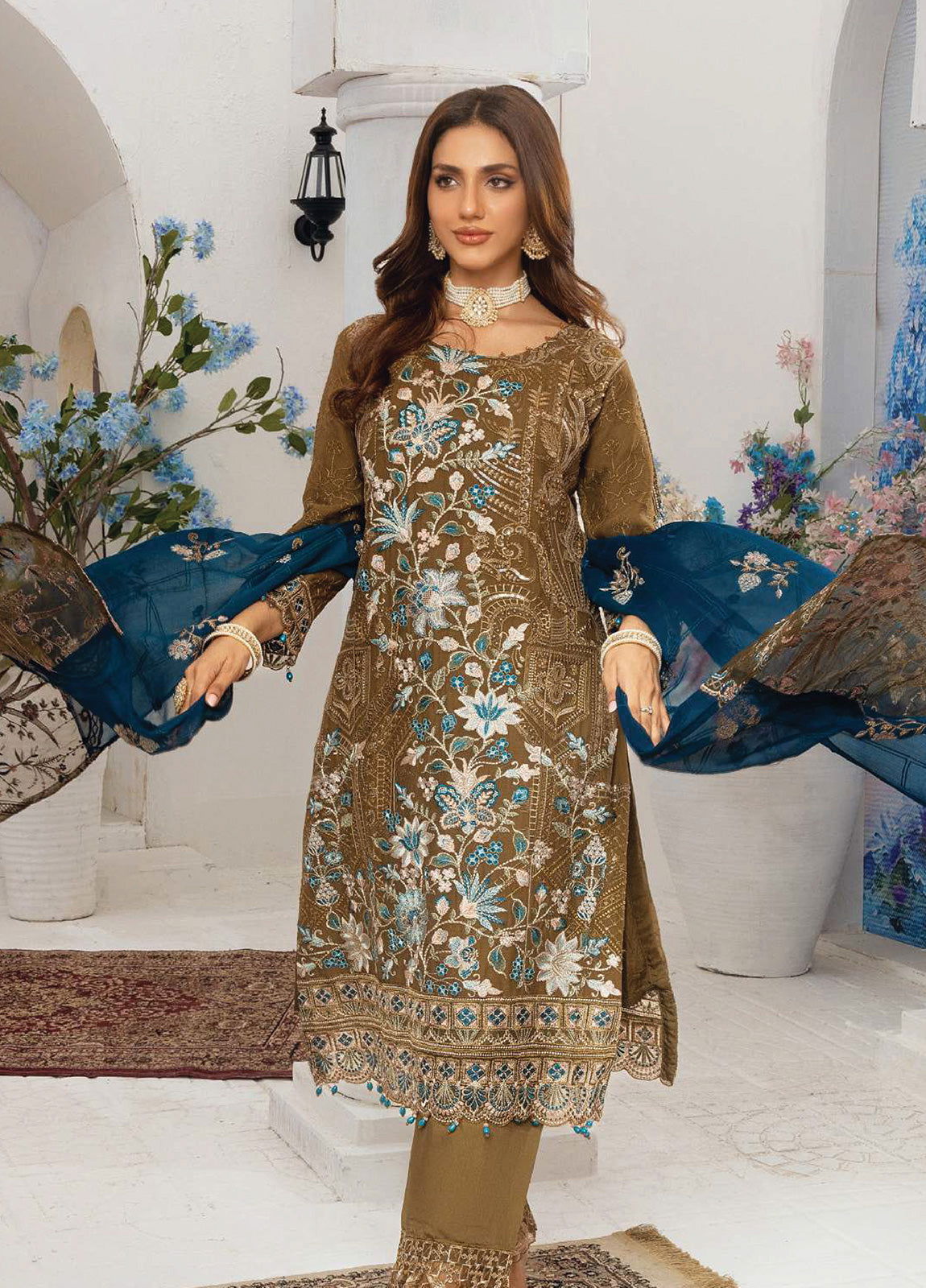 Areesha By Noori Luxury Chiffon Semi Stitched 3pcs - Jotey