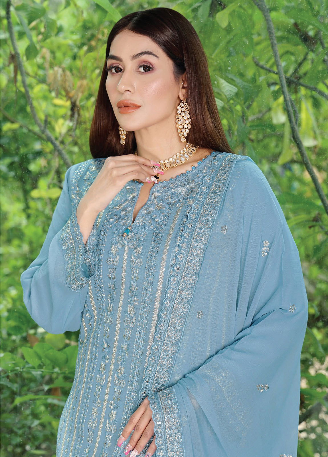 Arzu By Bin Hameed Luxury Chiffon Semi Stitched 3pcs - Jotey