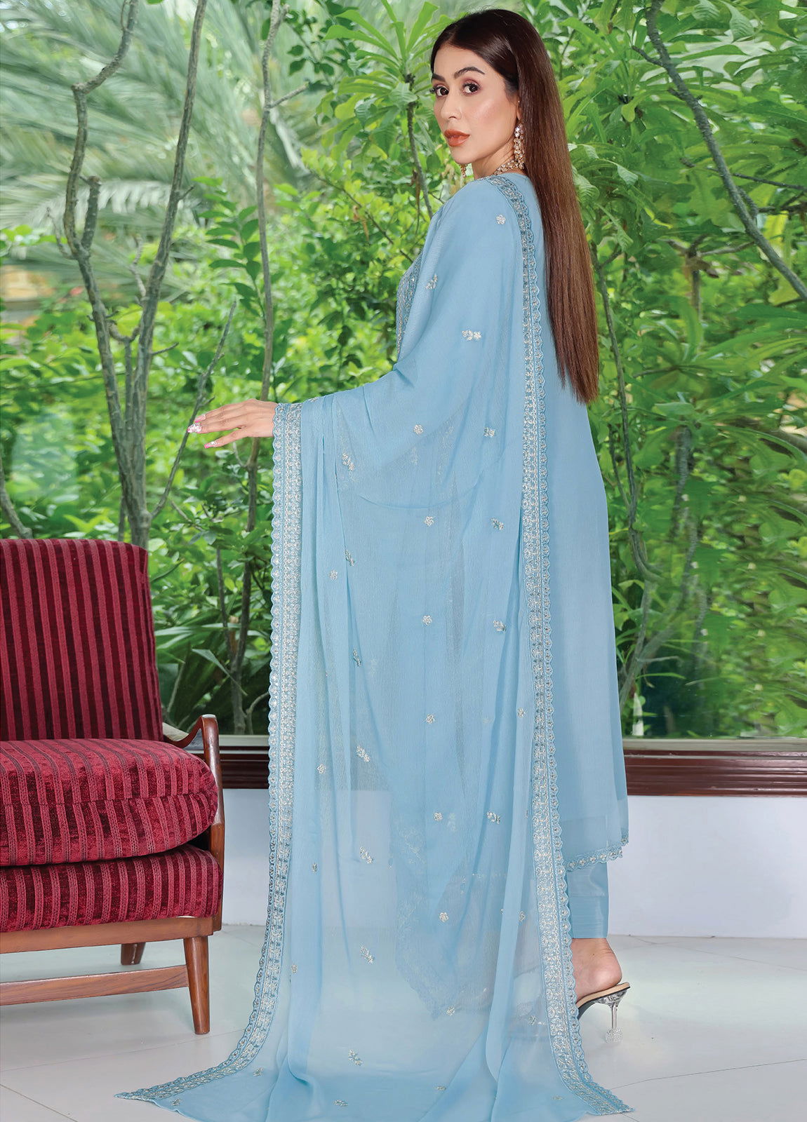 Arzu By Bin Hameed Luxury Chiffon Semi Stitched 3pcs - Jotey