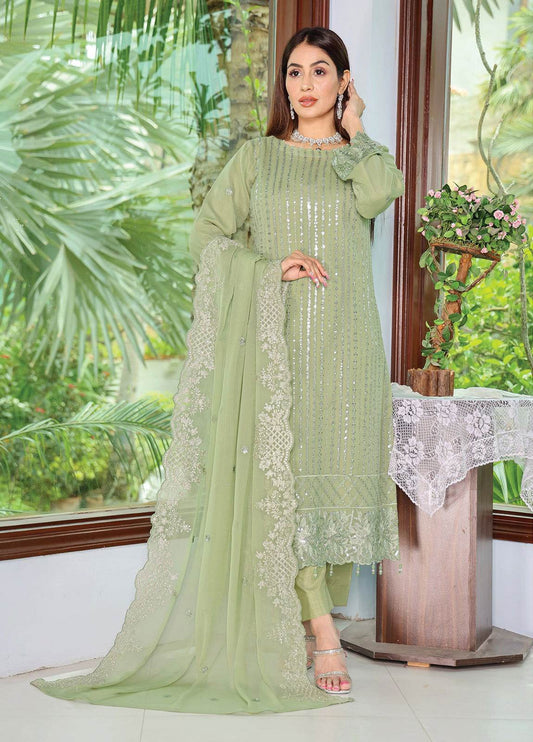 Arzu By Bin Hameed Luxury Chiffon Semi Stitched 3pcs - Jotey