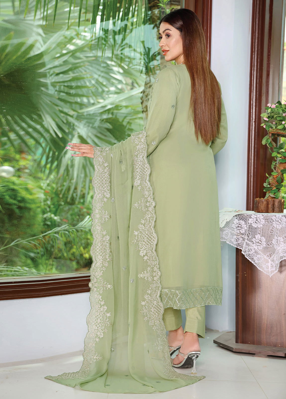 Arzu By Bin Hameed Luxury Chiffon Semi Stitched 3pcs - Jotey