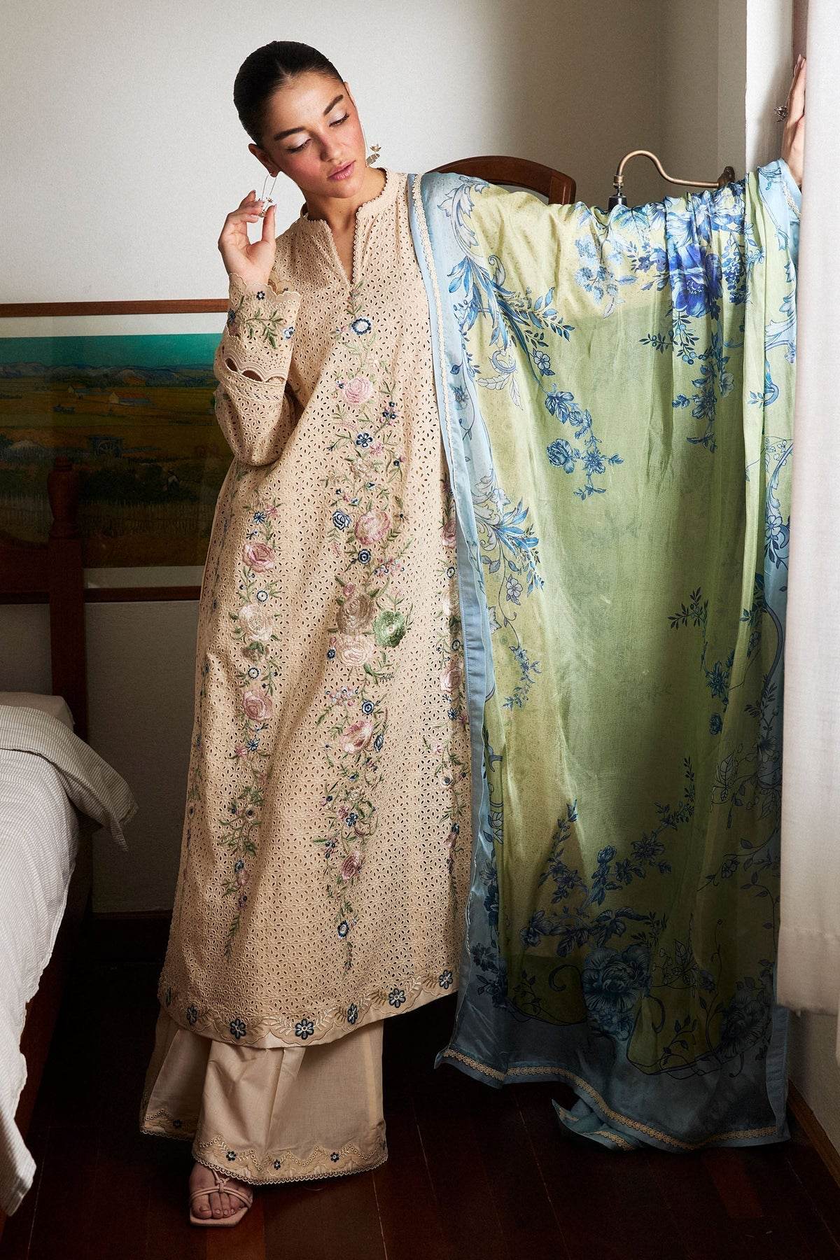 Zara Shahjahan Satori Embroidered Luxury Lawn Unstitched 3pcs - Jotey