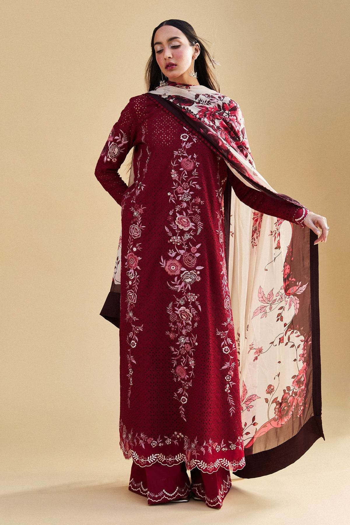 Zara Shahjahan Satori Embroidered Luxury Lawn Unstitched 3pcs - Jotey