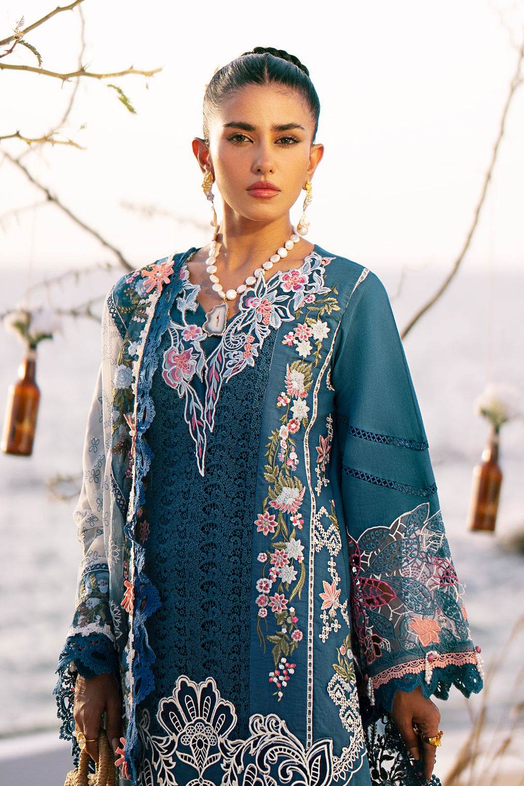 AJR Dastan Embroidered Luxury Lawn Unstitched 3pcs - Jotey