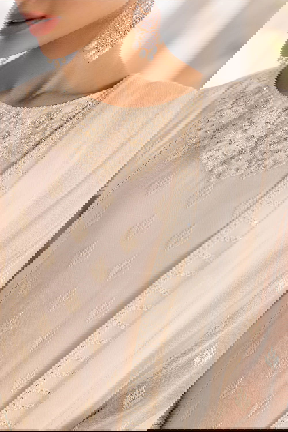 Azure Eid Drop 1 Ensembles Chiffon Unstitched 3Pcs - Jotey