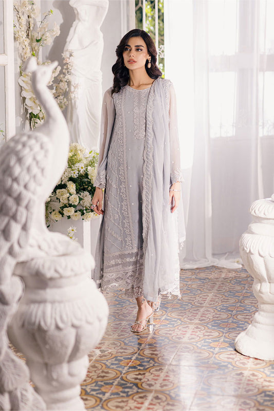 Azure Eid Drop 1 Ensembles Chiffon Unstitched 3Pcs - Jotey