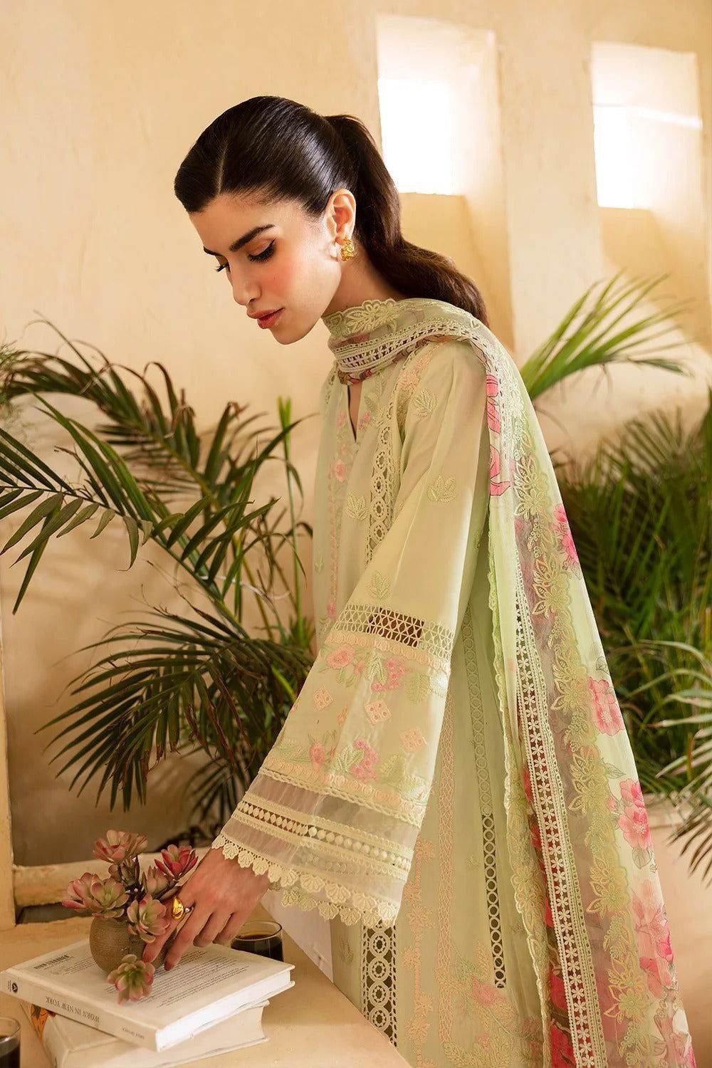 Azure Luxe Premium Cambric Cotton EMB. Unstitched 3pcs - Jotey