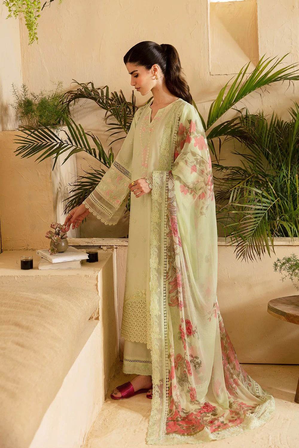 Azure Luxe Premium Cambric Cotton EMB. Unstitched 3pcs - Jotey