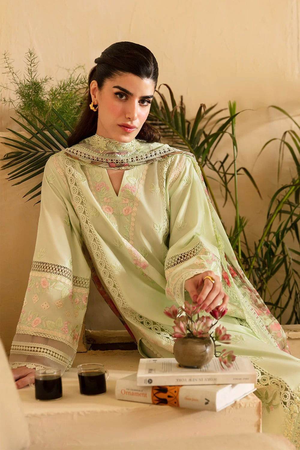 Azure Luxe Premium Cambric Cotton EMB. Unstitched 3pcs - Jotey