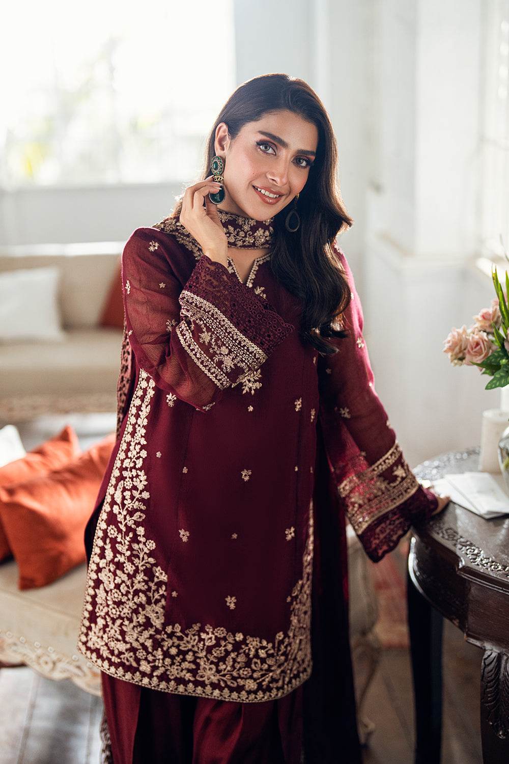 Azure Luxe'25 Embroidered Chiffon Unstitched 3pcs - Jotey