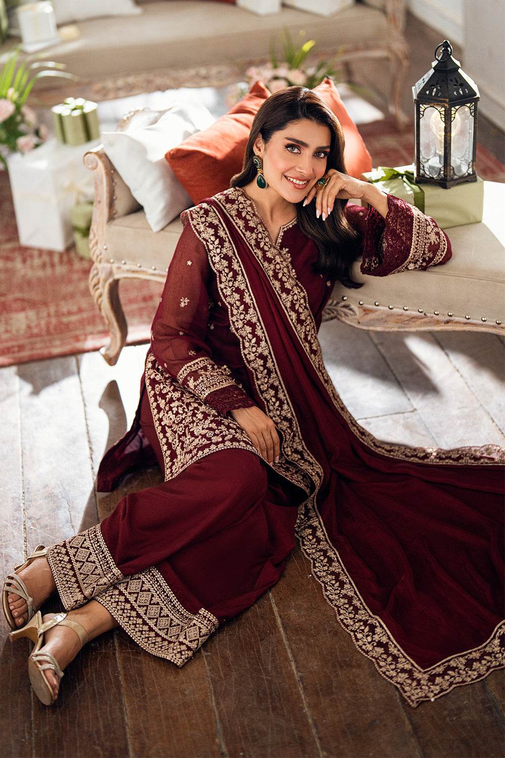 Azure Luxe'25 Embroidered Chiffon Unstitched 3pcs - Jotey