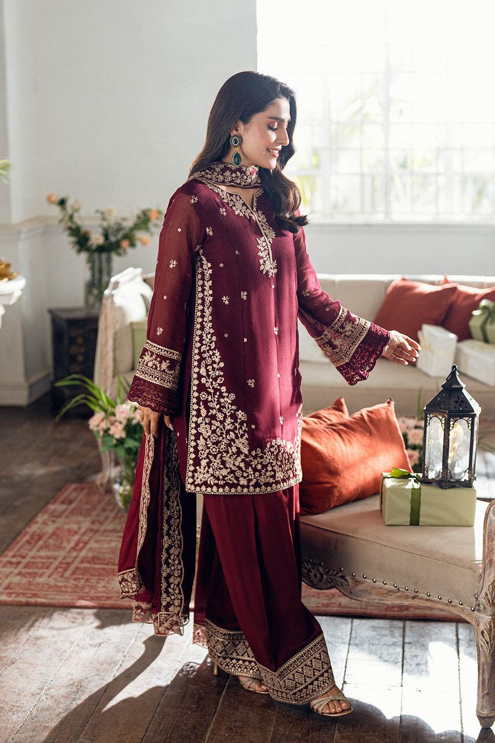 Azure Luxe'25 Embroidered Chiffon Unstitched 3pcs - Jotey