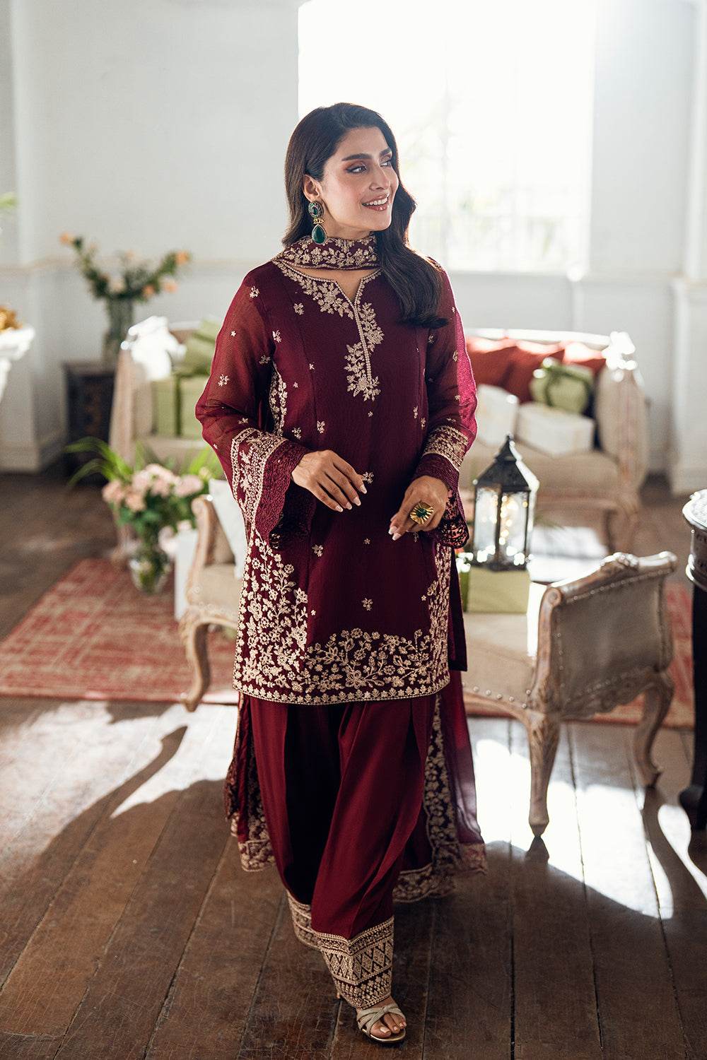 Azure Luxe'25 Embroidered Chiffon Unstitched 3pcs - Jotey