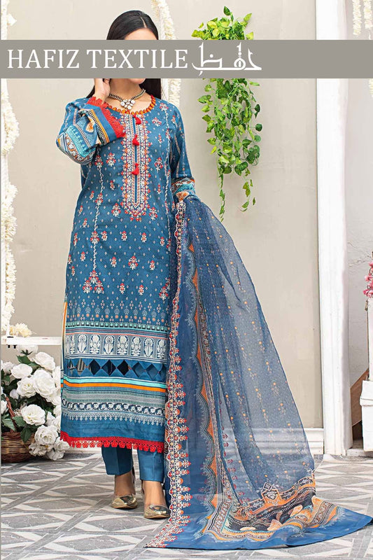 Bin Ubaid Embroidered Lawn 3pcs - Jotey