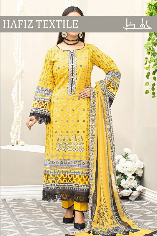 Bin Ubaid Embroidered Lawn 3pcs - Jotey