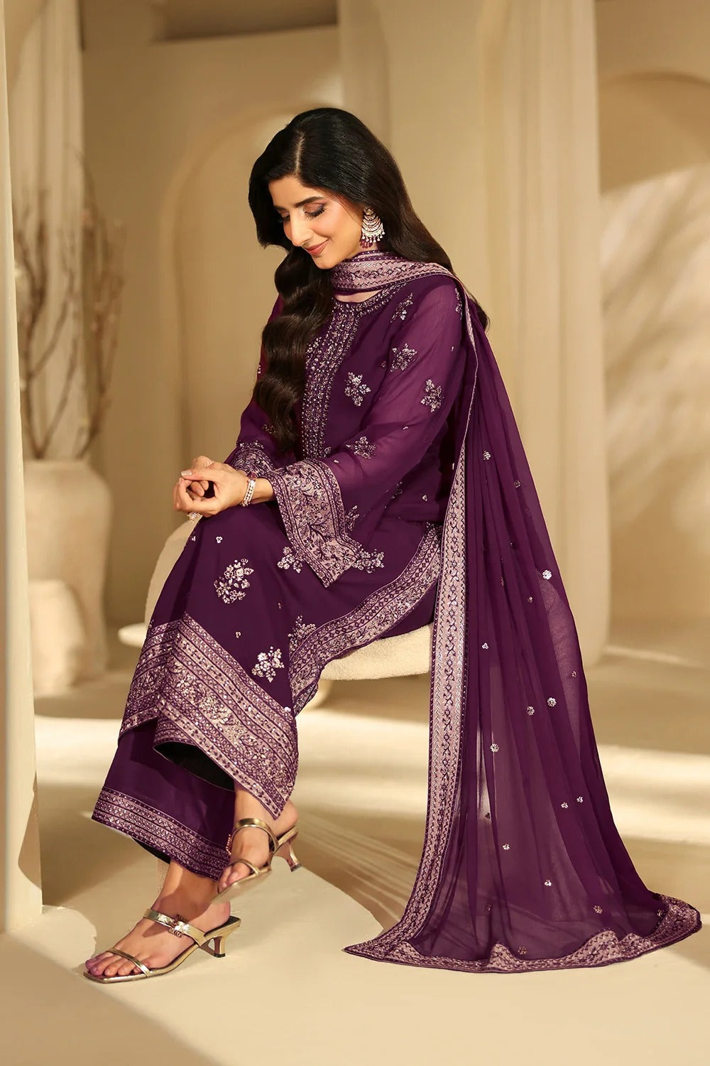 Azure Luxe Eid Edit'26 Sequins Embroidered Chiffon Unstitched 3 Piece