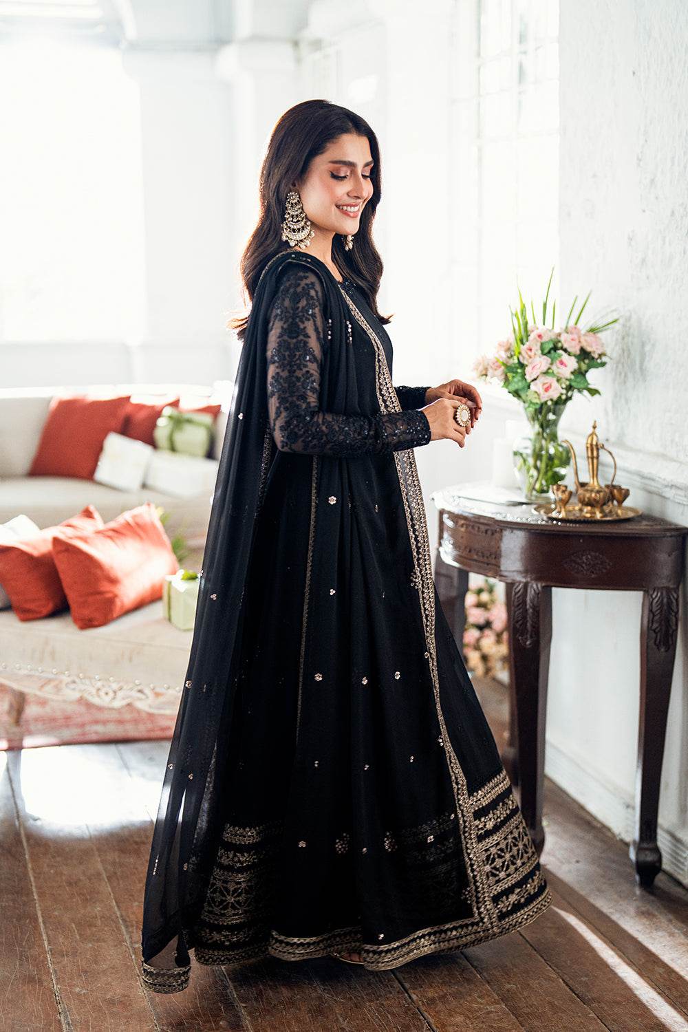 Azure Luxe'25 Embroidered Chiffon Unstitched 3pcs - Jotey
