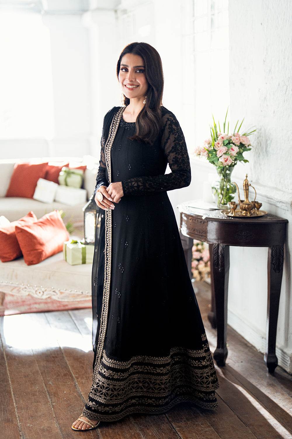 Azure Luxe'25 Embroidered Chiffon Unstitched 3pcs - Jotey