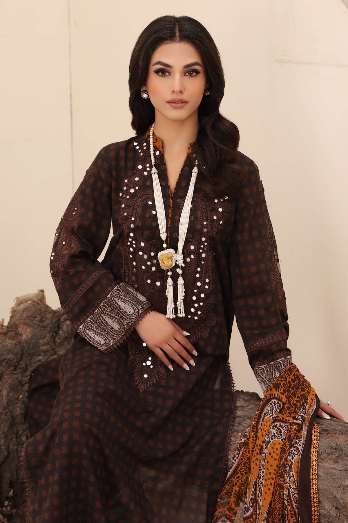 Charizma Naranji Embroidered Printed Lawn 3pcs - Jotey