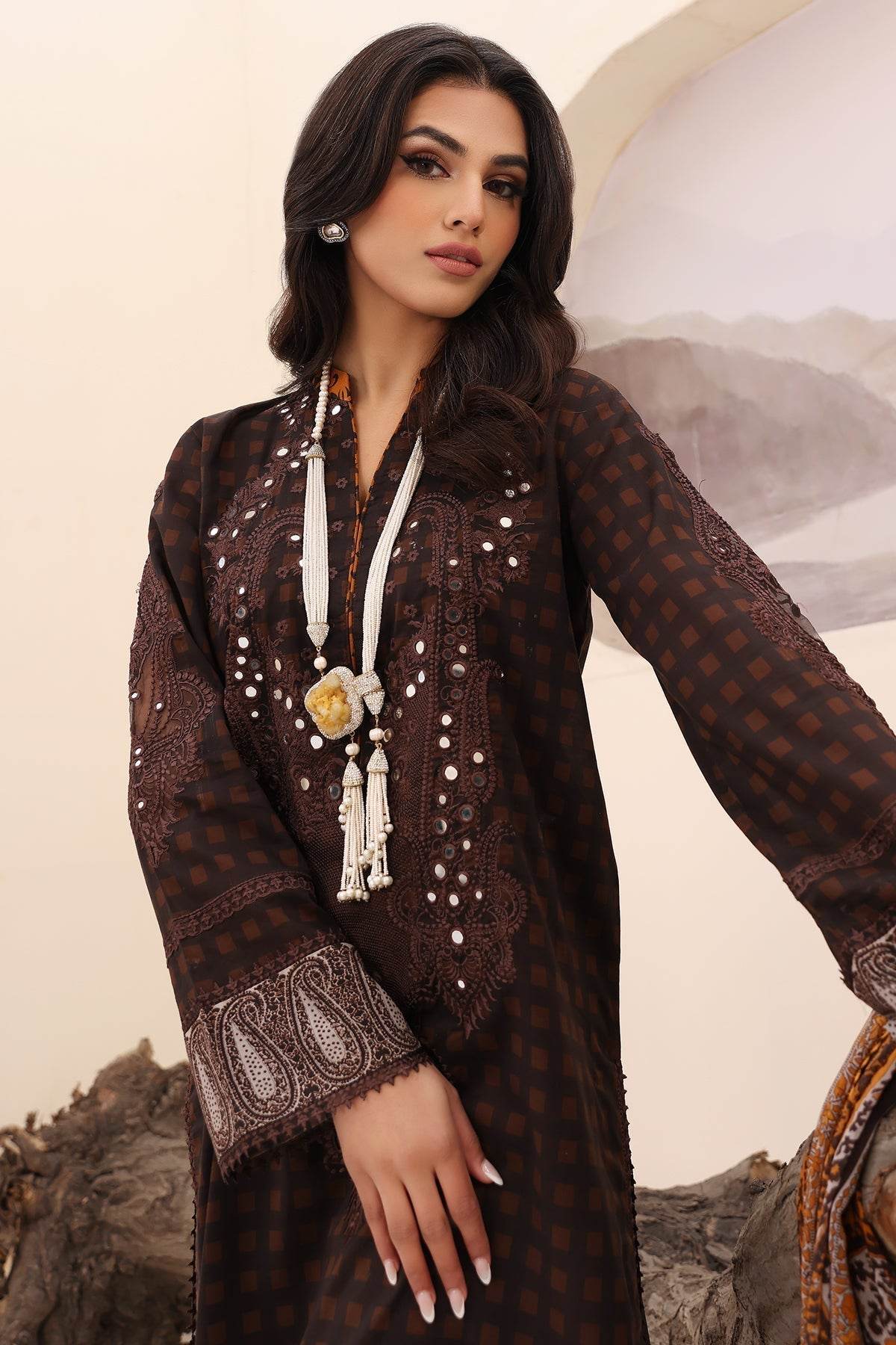 Charizma Naranji Embroidered Printed Lawn 3pcs - Jotey