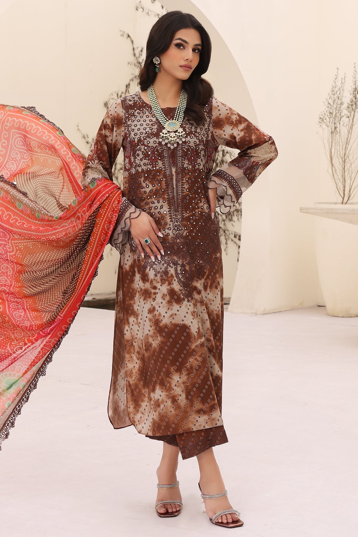 Charizma Naranji Embroidered Printed Lawn 3pcs - Jotey
