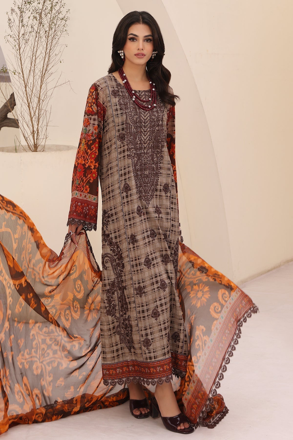 Charizma Naranji Embroidered Printed Lawn 3pcs - Jotey