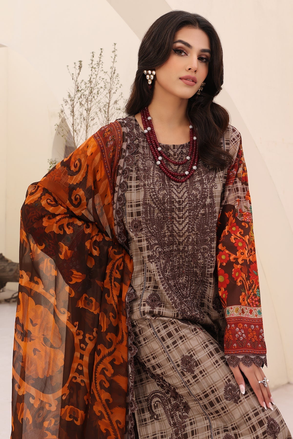 Charizma Naranji Embroidered Printed Lawn 3pcs - Jotey