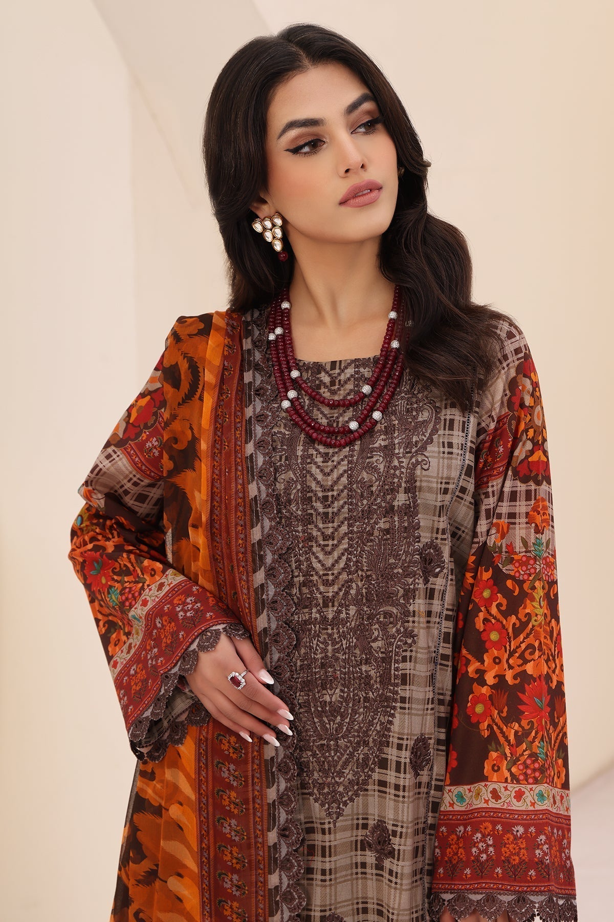 Charizma Naranji Embroidered Printed Lawn 3pcs - Jotey