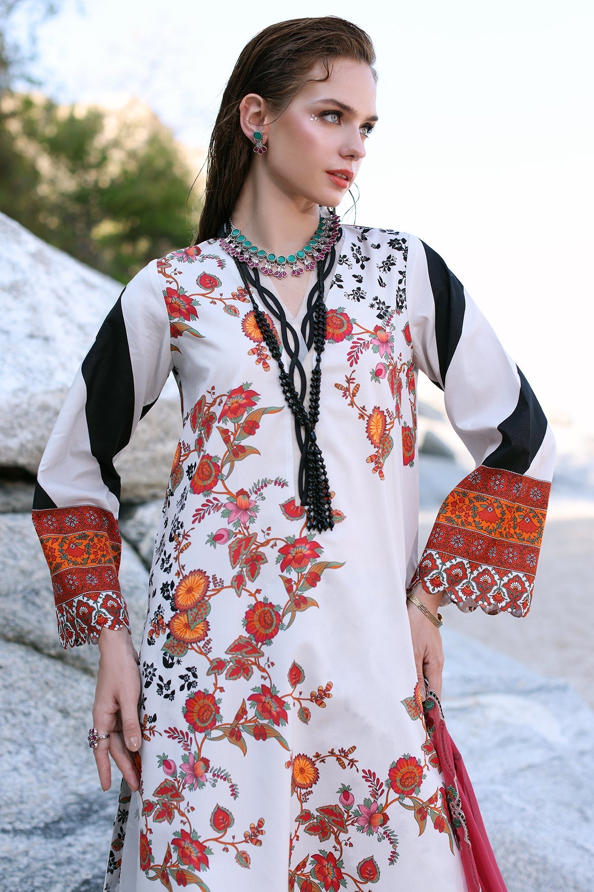 Charizma Print Melody Vol-4 Unstitched Lawn 3pcs - Jotey