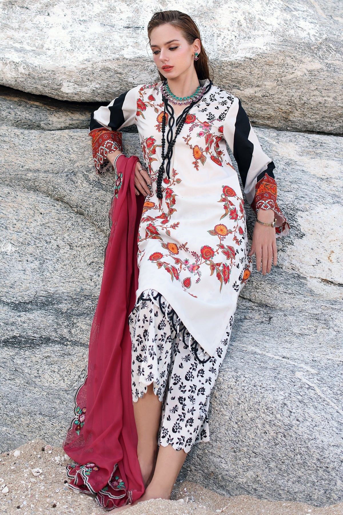 Charizma Print Melody Vol-4 Unstitched Lawn 3pcs - Jotey