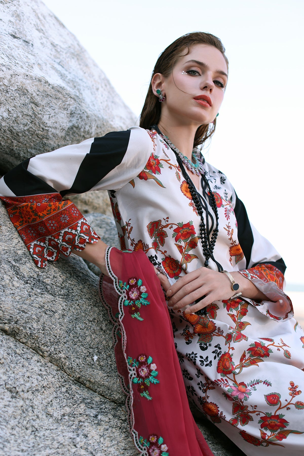 Charizma Print Melody Vol-4 Unstitched Lawn 3pcs - Jotey