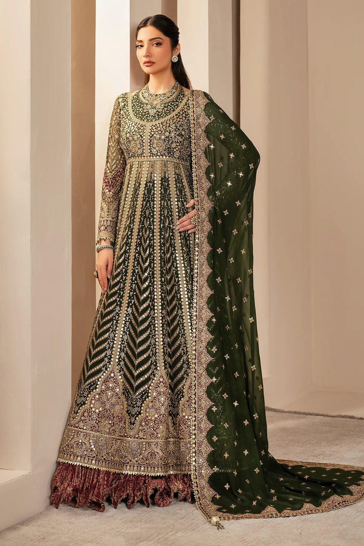 JAZMIN Wedding Formals Embroidered Chiffon Unstitched 3pcs