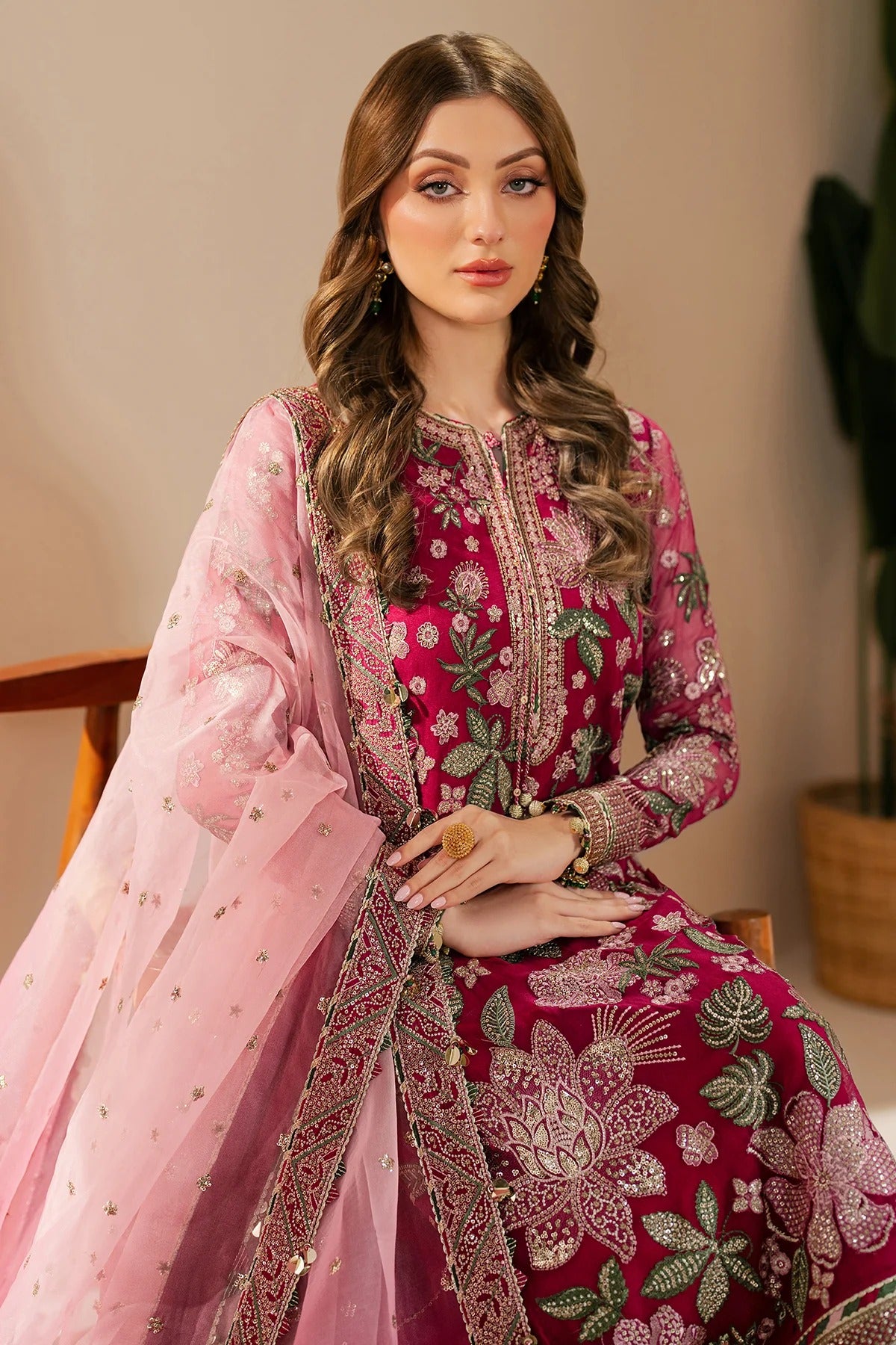 JAZMIN Wedding Formals Embroidered Chiffon Unstitched 3pcs