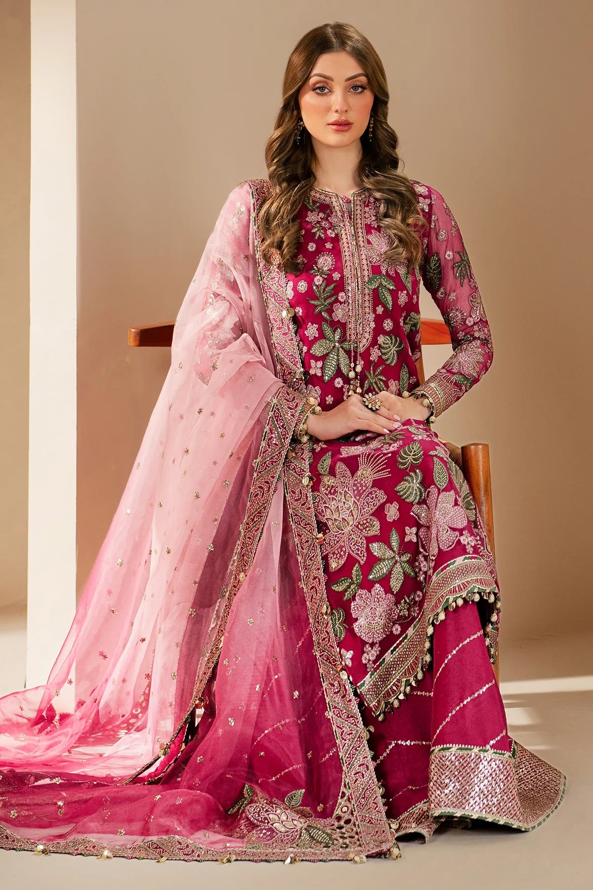 JAZMIN Wedding Formals Embroidered Chiffon Unstitched 3pcs