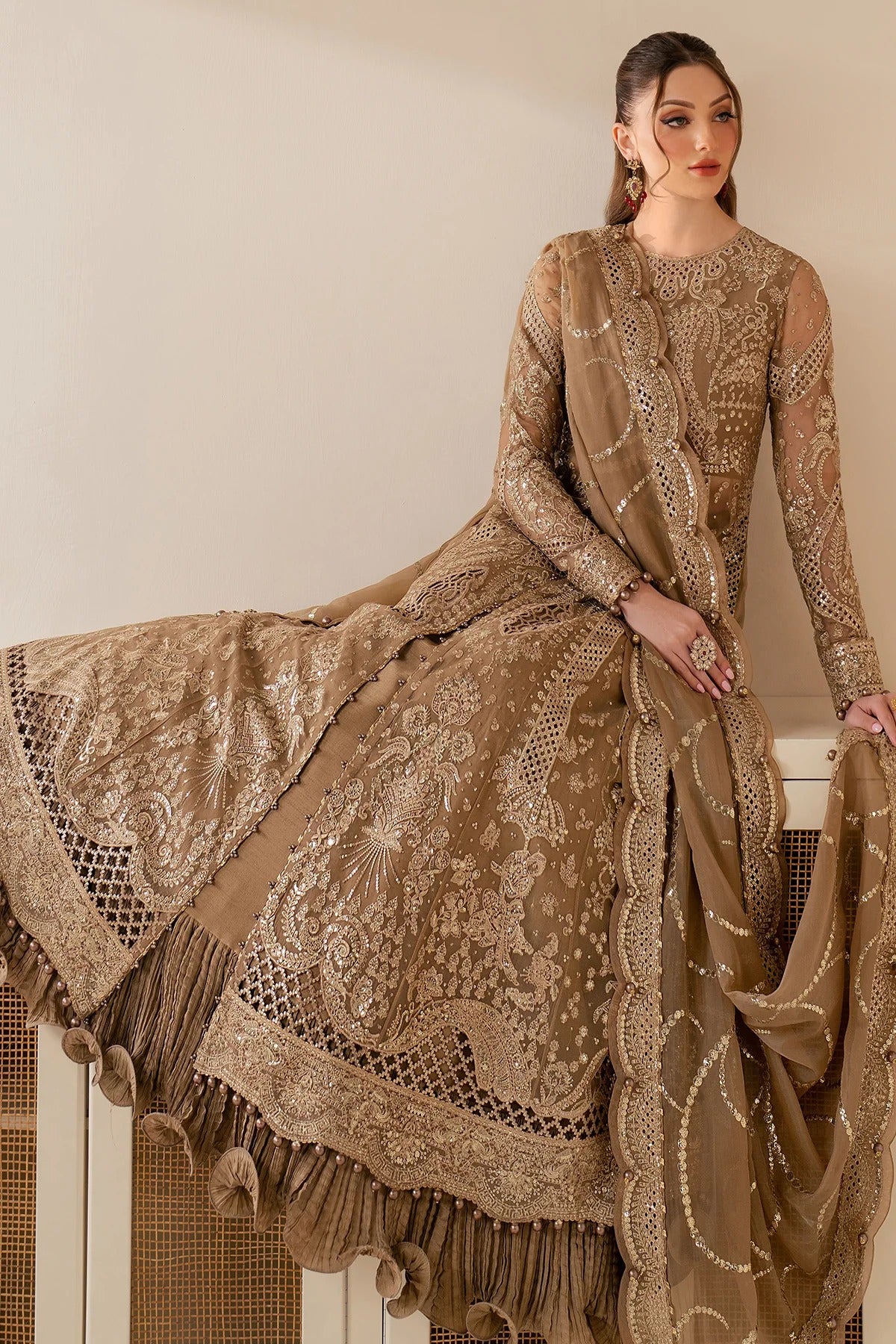 JAZMIN Wedding Formals Embroidered Chiffon Unstitched 3pcs