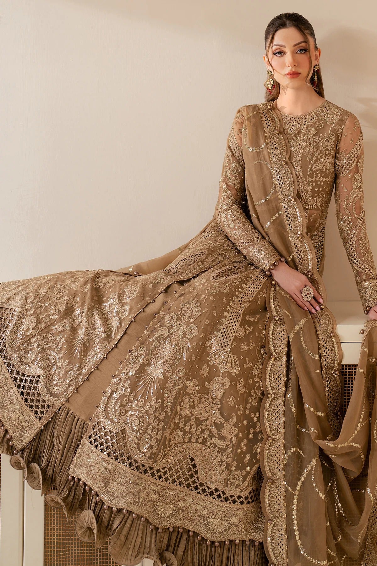 JAZMIN Wedding Formals Embroidered Chiffon Unstitched 3pcs