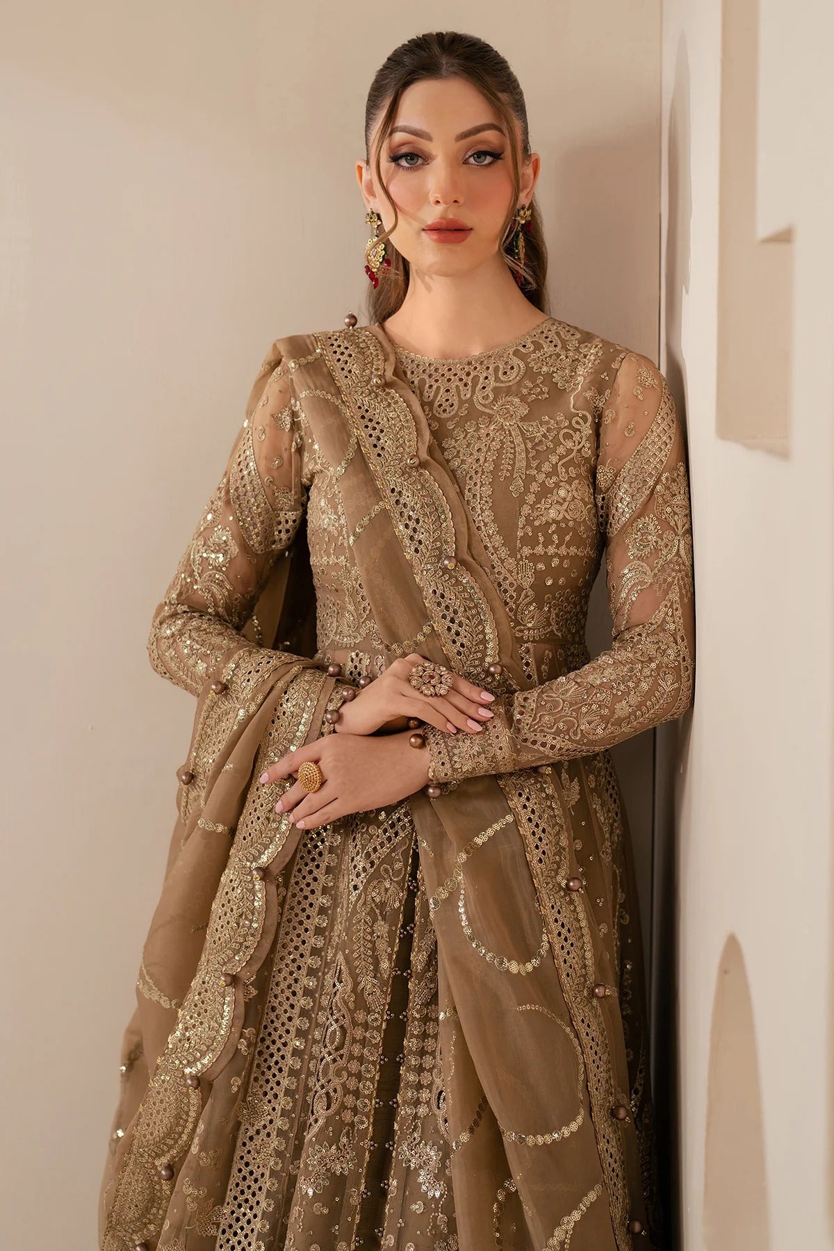 JAZMIN Wedding Formals Embroidered Chiffon Unstitched 3pcs
