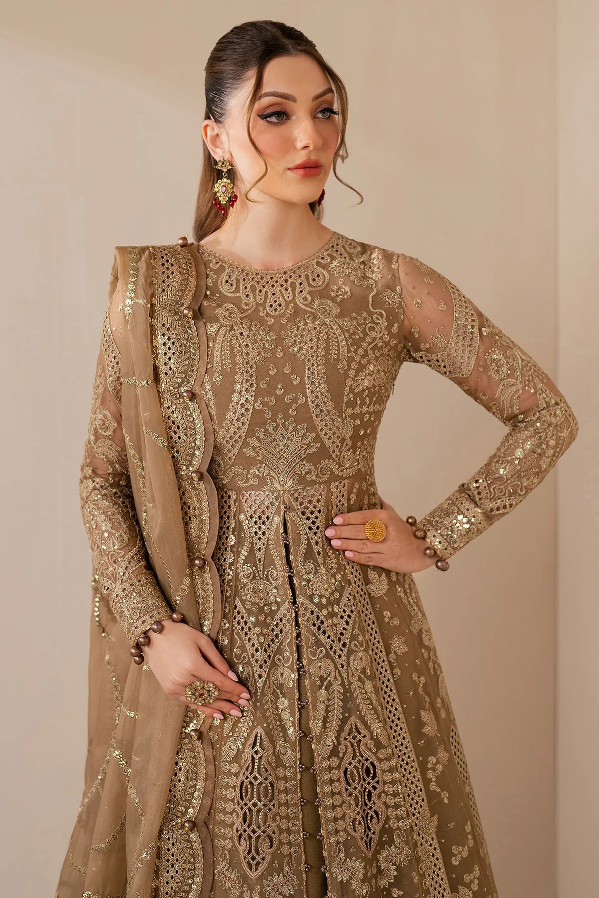 JAZMIN Wedding Formals Embroidered Chiffon Unstitched 3pcs