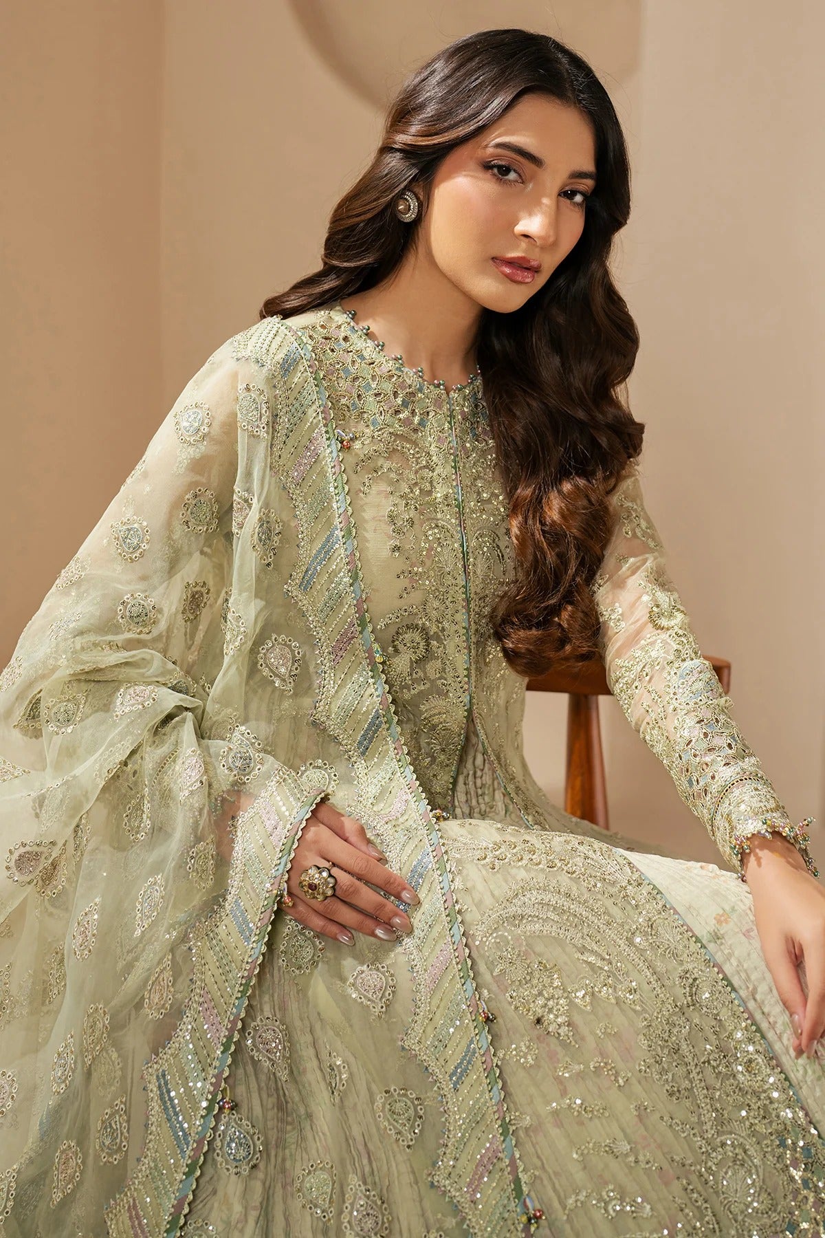 JAZMIN Wedding Formals Embroidered Chiffon Unstitched 3pcs