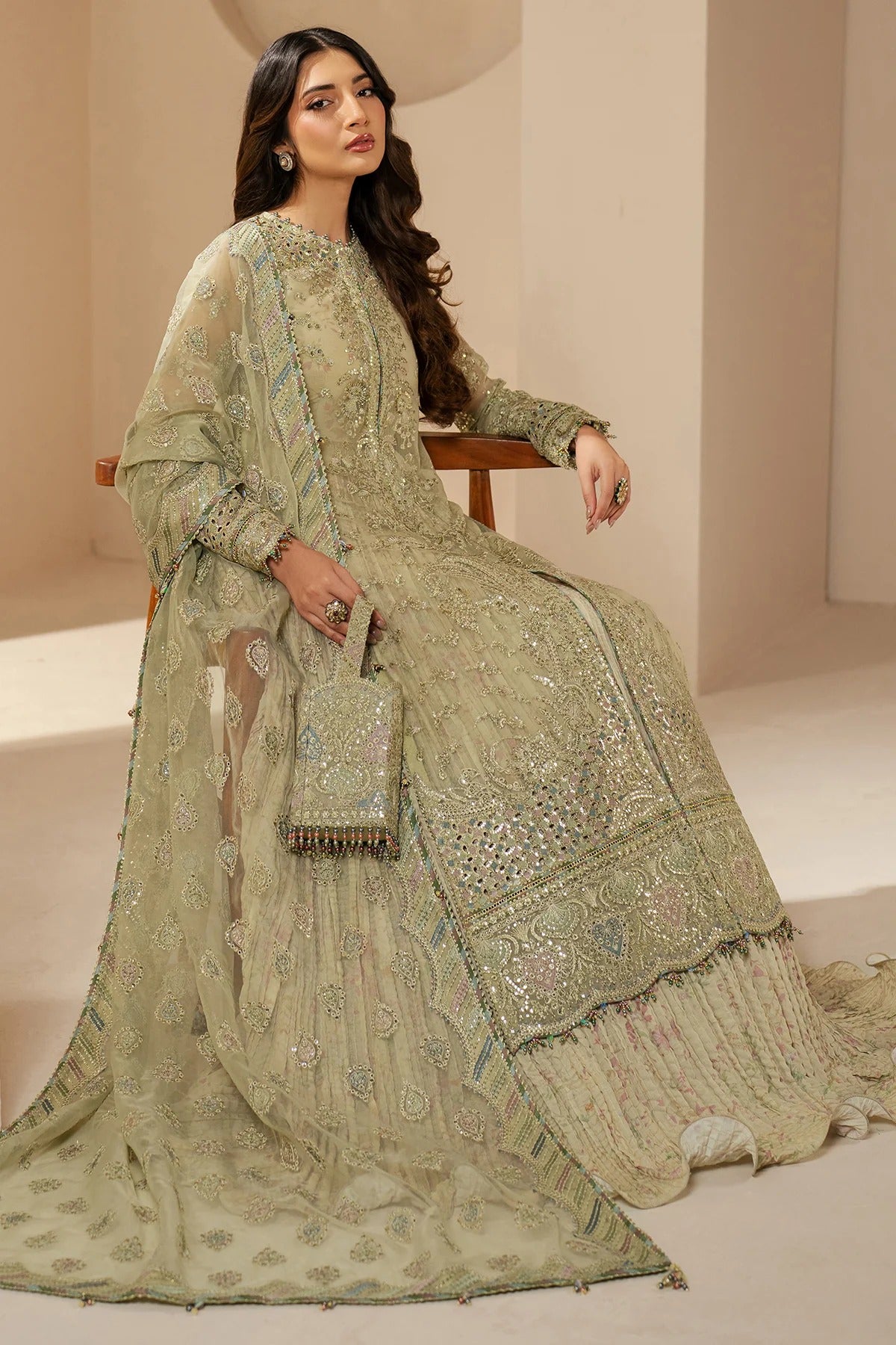 JAZMIN Wedding Formals Embroidered Chiffon Unstitched 3pcs