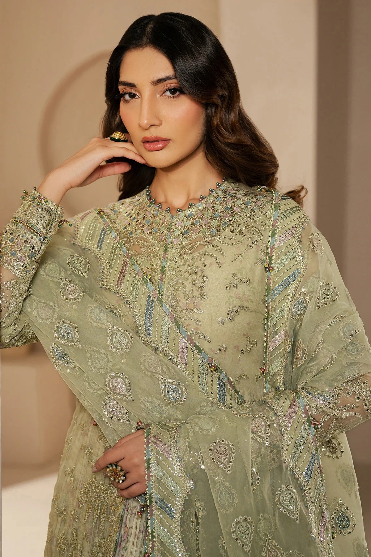 JAZMIN Wedding Formals Embroidered Chiffon Unstitched 3pcs