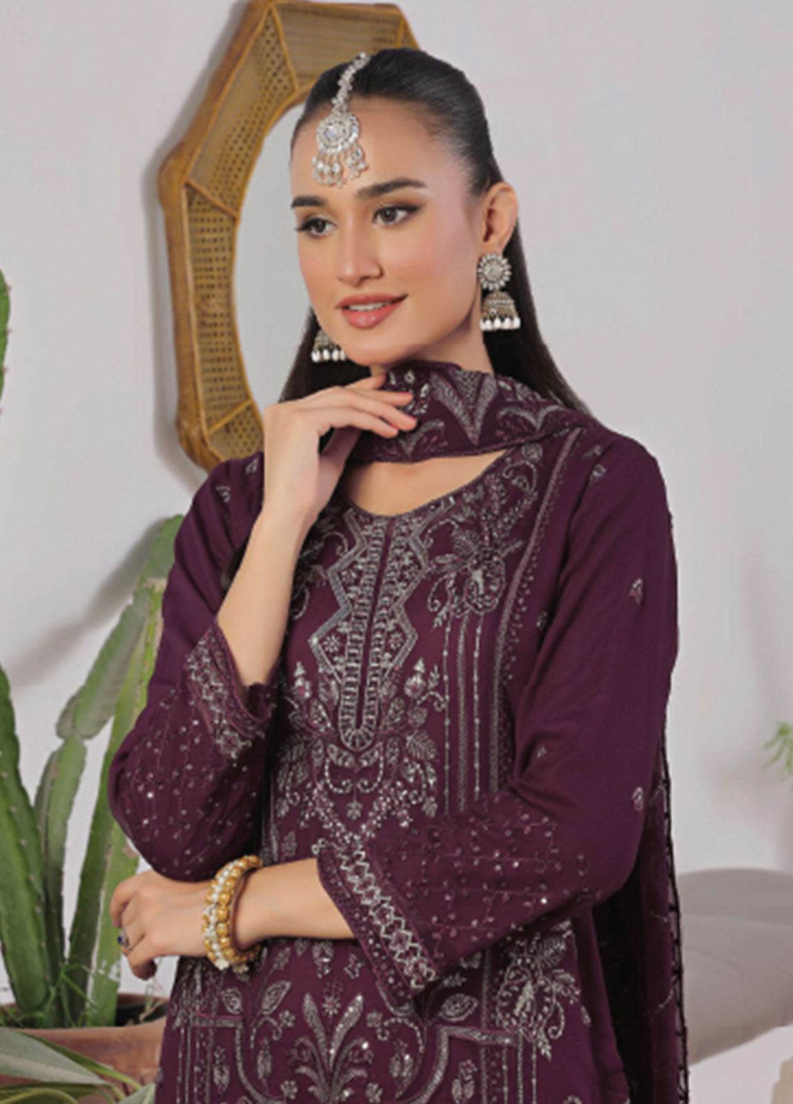 Azure By Bin Hameed Luxury Chiffon Embroidered Semi-Stitched 3pcs - Jotey