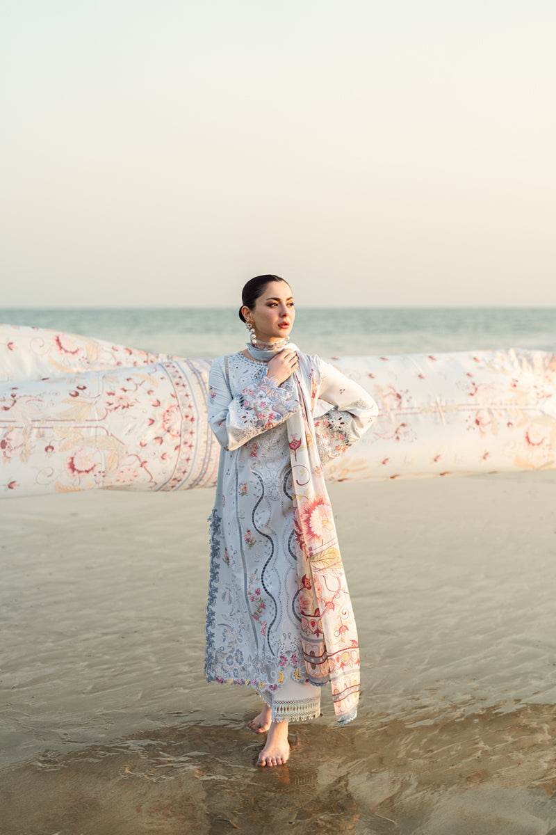 Qalamkar Sahil Embroidered Luxury Lawn 3pcs - Jotey